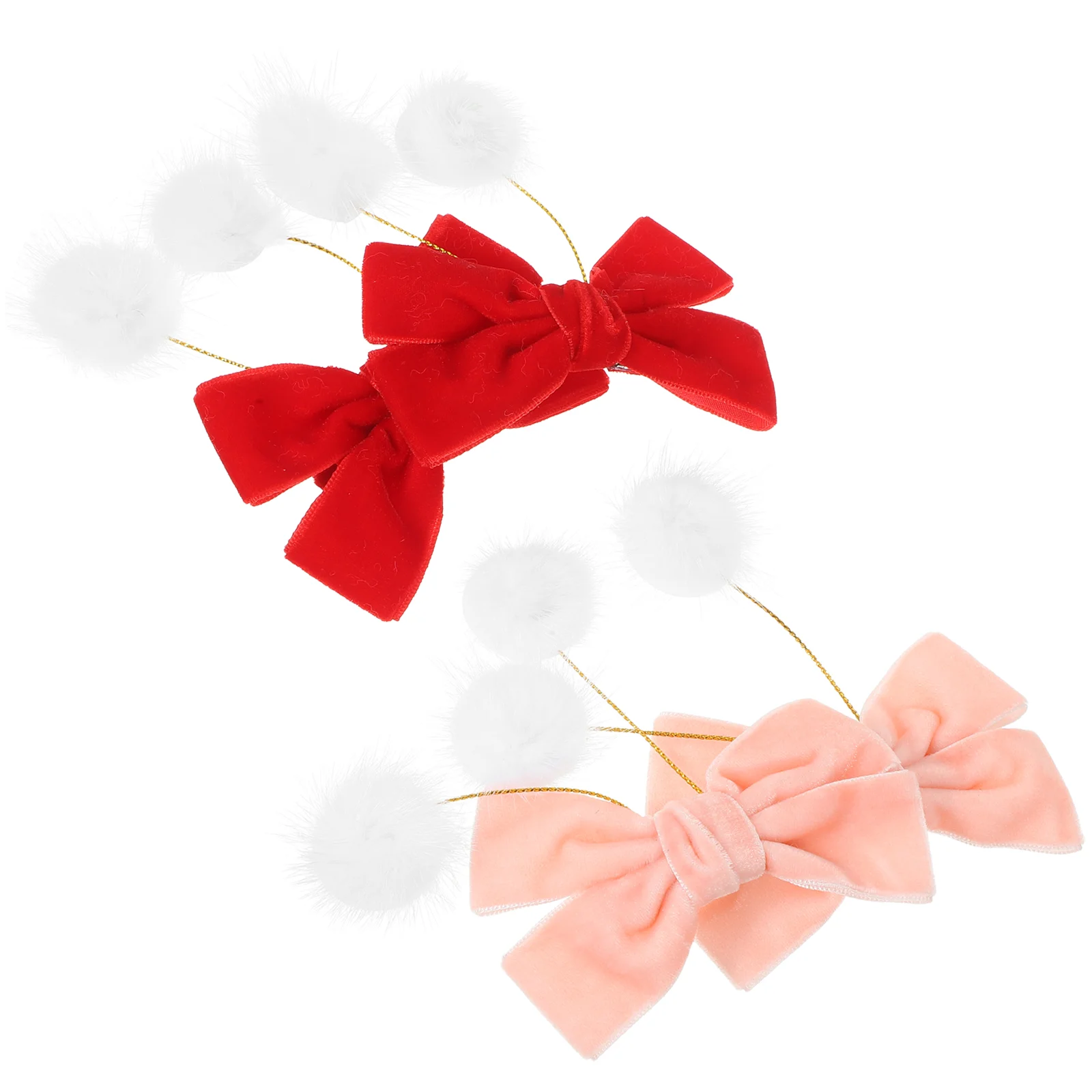 

2 Pairs Bow Hair Clips Small Bows Clips Hair Styling Tools Furry Ball Hair Clips Hair Accessories for Christmas