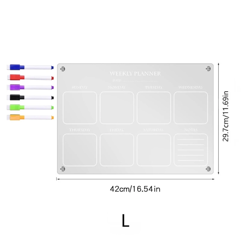 

X6HD Acrylic Weekly Calendar for Fridge Refrigerator Board Reusable Planner with 6pcs Whiteboard Marker