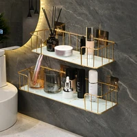 Bathroom Shelves Shower Storage Basket Shelf Drill Organizer Wall Mounted Single Layer Shampoo Cosmetic Holder Accessories