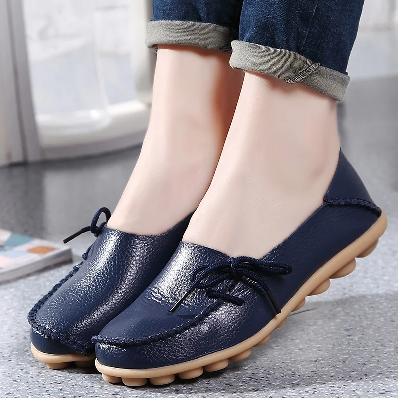 

New Women Flats 2022 Autumn Woman Loafers Female Shoes Slip On Ballet Bowtie Women's Shoes Big Size