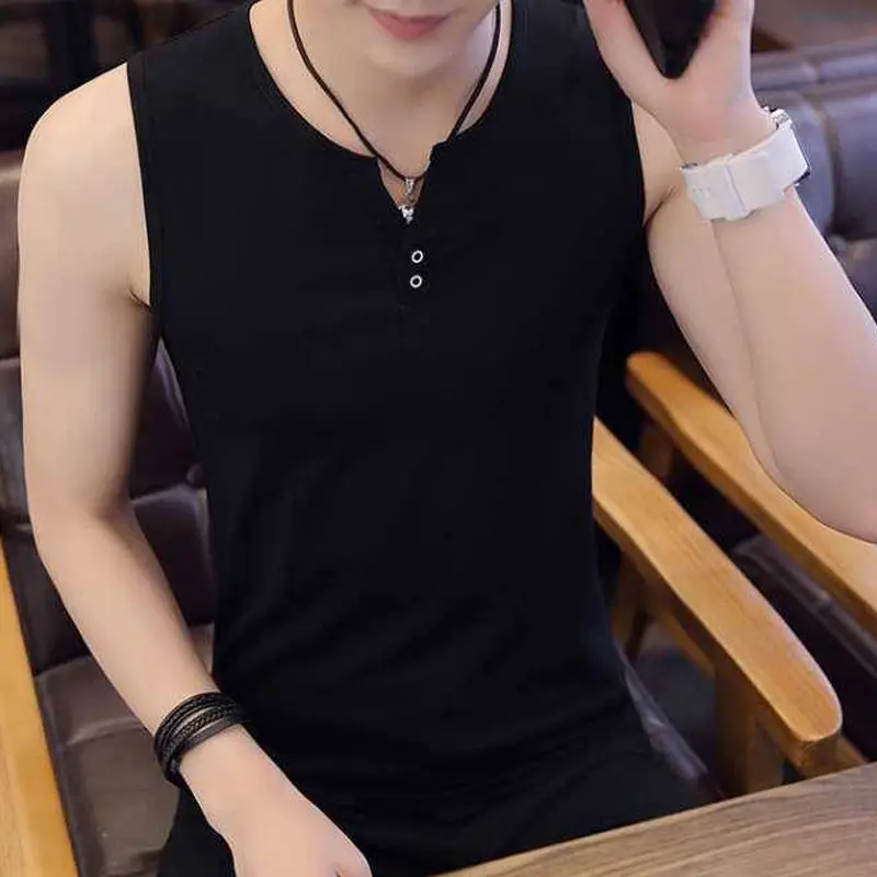 

Summer Men Tank Top Brand High Quality V Neck Cotton Undershirt Bodybuilding Singlet Fitness Sleeveless Vest Men Tank Tops X138