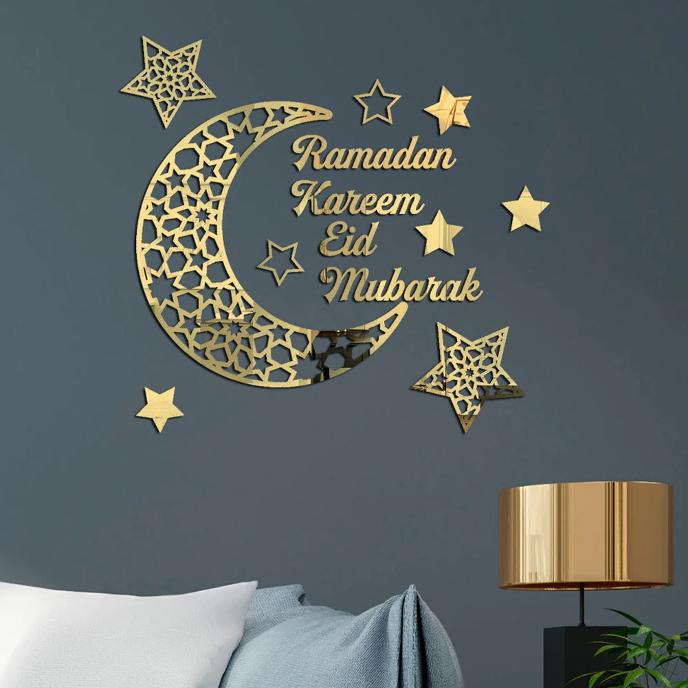 

Ramadan Kareem Wall Sticker Home Decor Living Room Eid Mubarak Muslim Acrylic Mirror Wall Sticker Bedroom Islamic Mural Decals