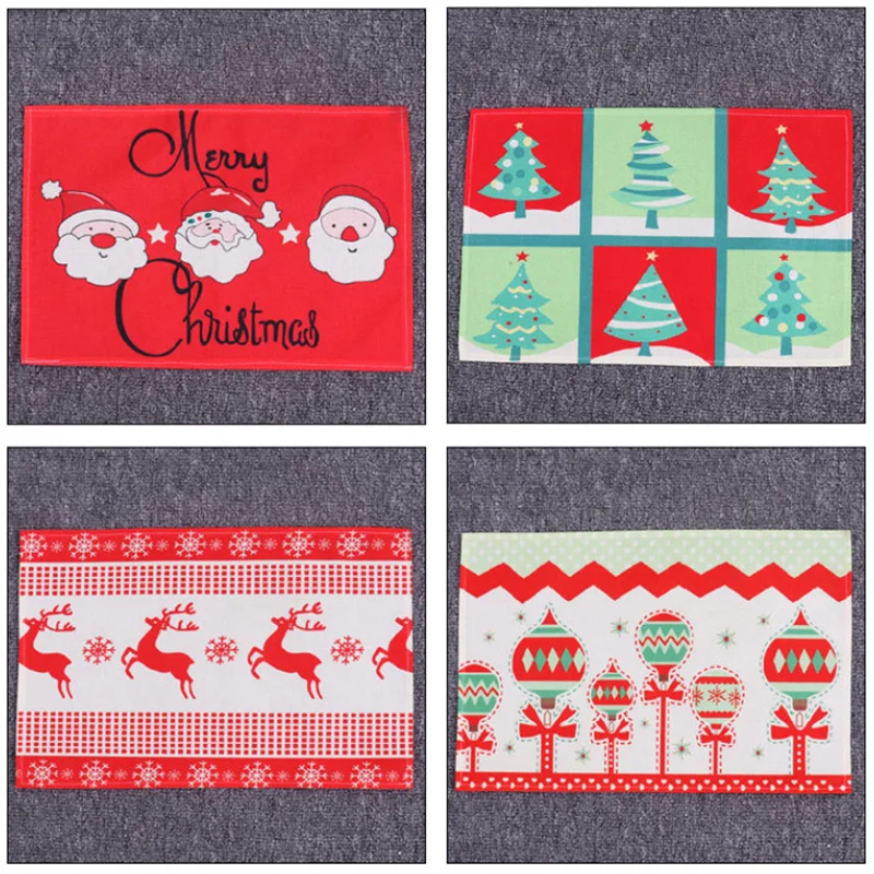 

Christmas pattern placemat cartoon Santa Claus Christmas tree decoration table mat drink coaster dish mat placemat