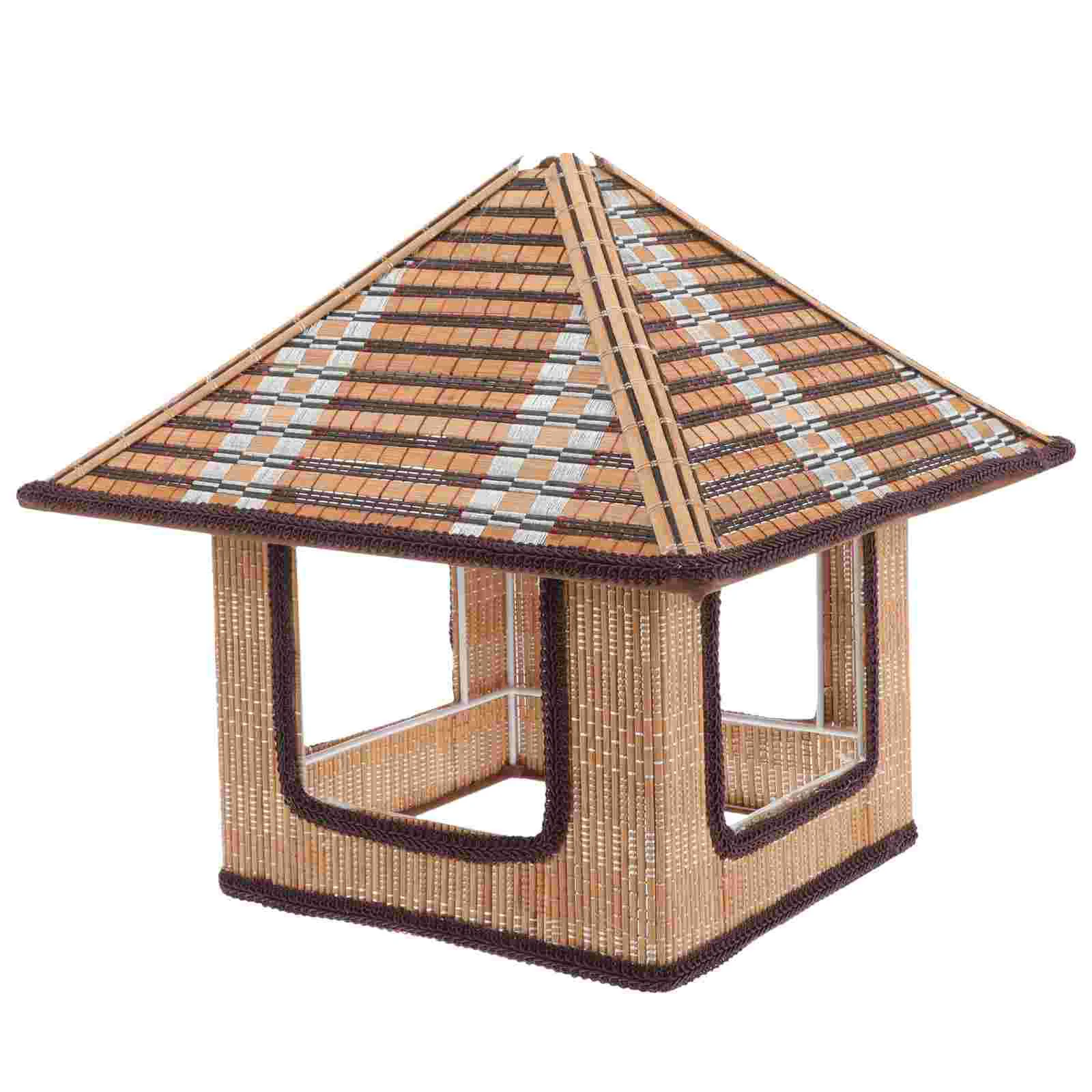 

Pendant Lampshade Bamboo Lamp Shade Rustic Ceiling Lamp Shade House Shape Lamp Cover for Home Hotel