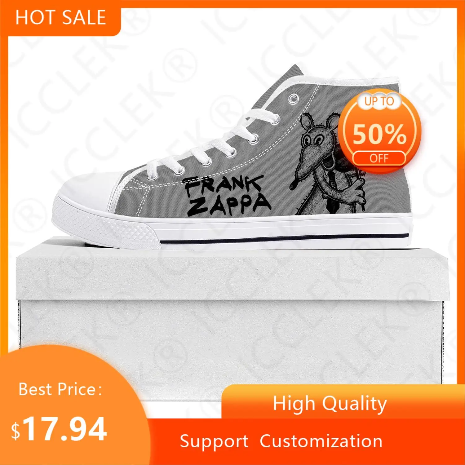 

Высокие высококачественные кроссовки Frank Zappa для рок-музыкантов, мужские и женские подростковые холщовые кроссовки, повседневная обувь для ...
