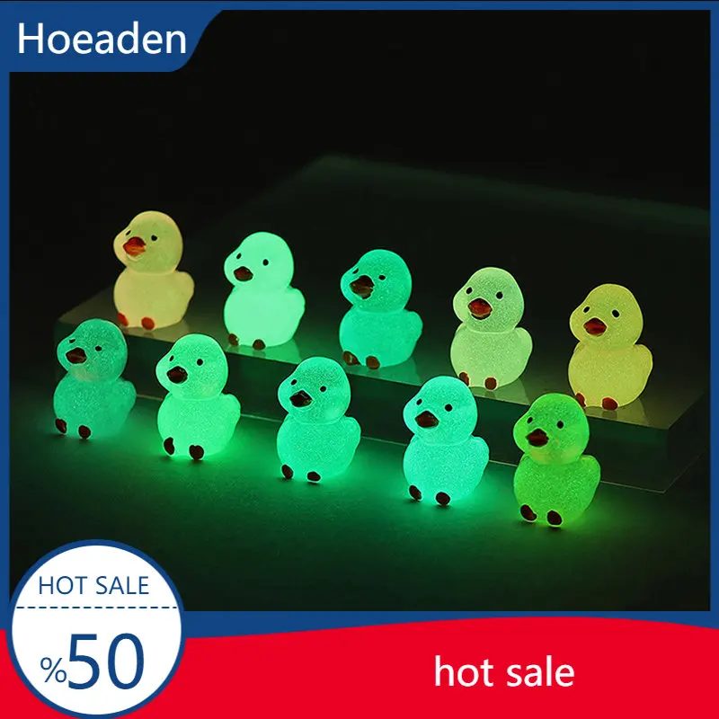 

10Pcs Mini Luminous Resin Ducks Glow in The Dark Miniature Ornament Tiny Ducks For DIY Garden Dollhouse Duck Accessories