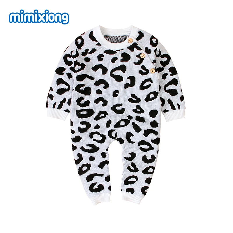 

Baby Rompers Black Dots Knitted Newborn Boys Girls Jumpsuits Playsuits Autumn Long Sleeve Infant Unisex Cotton Overall One Piece