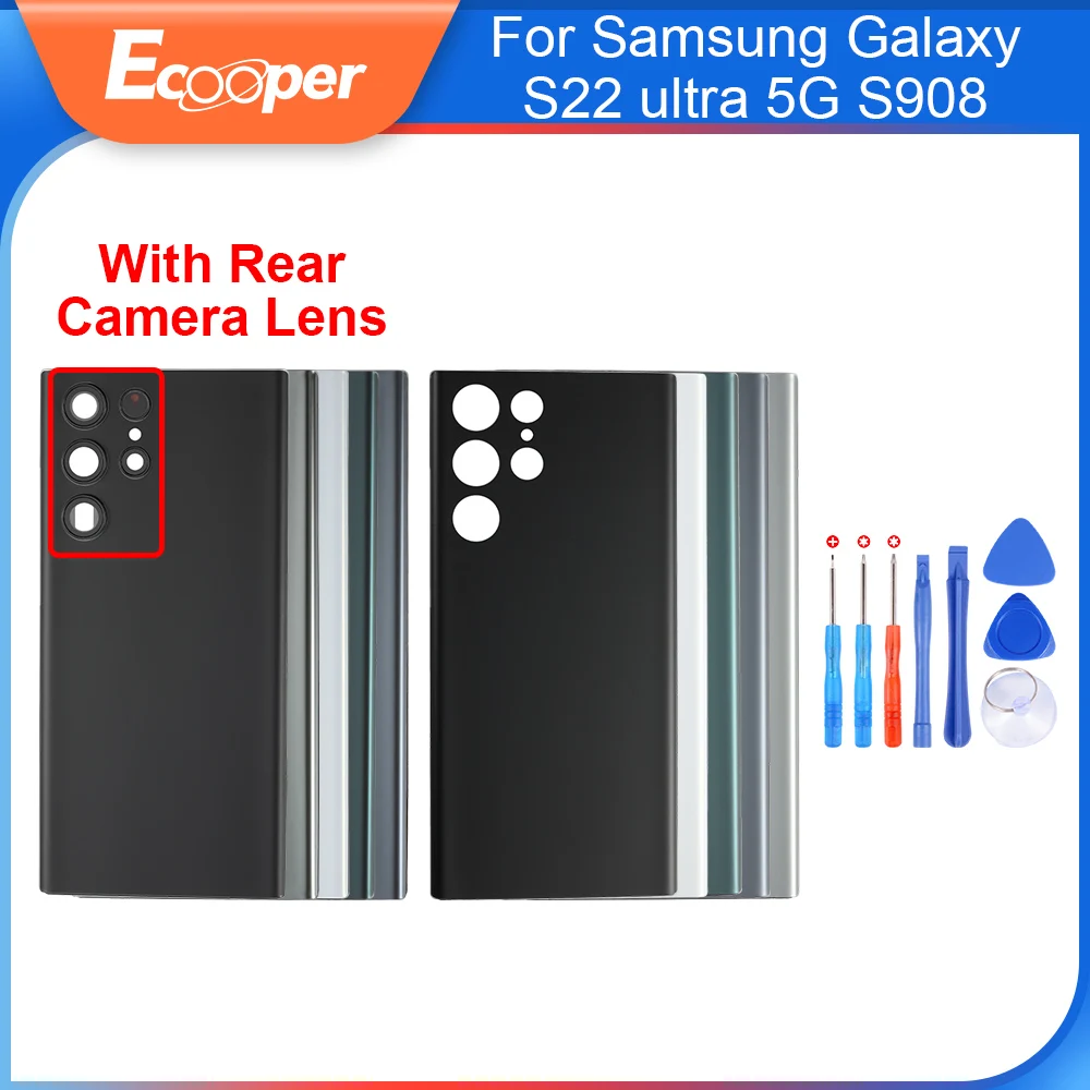 

100% OEM задняя крышка аккумулятора для Samsung S22 ultra 5G S908 с камерой и стеклянным объективом, запасные части