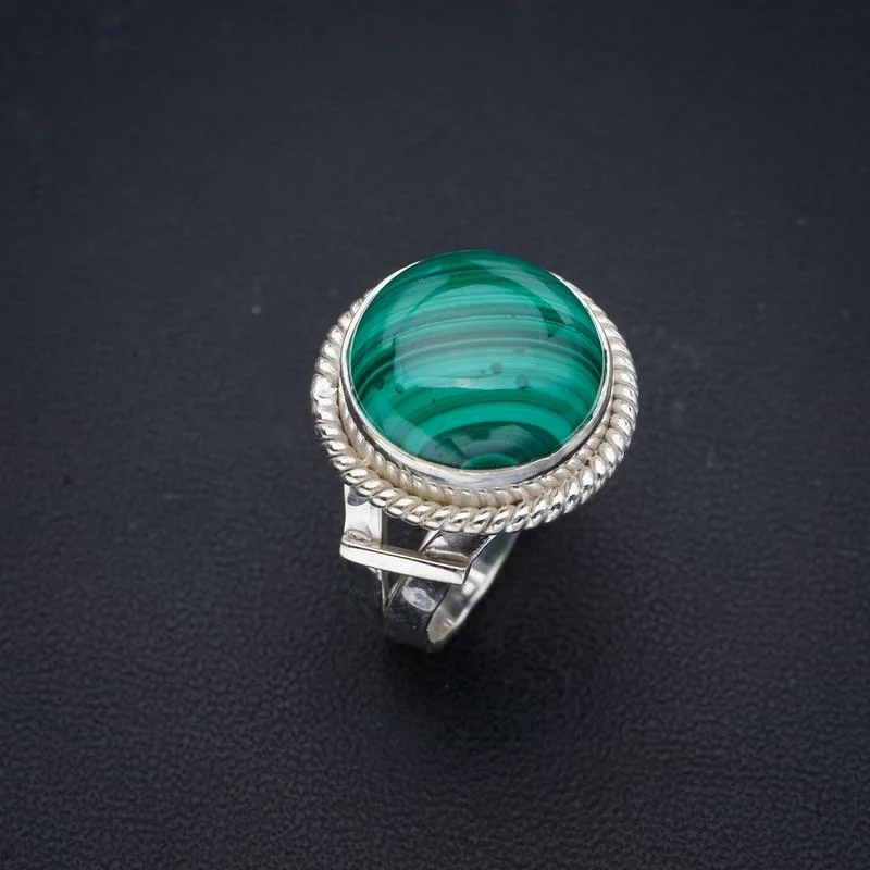 

StarGems натуральный Малахит ручной работы фотосеребряное кольцо 6,75 F1094