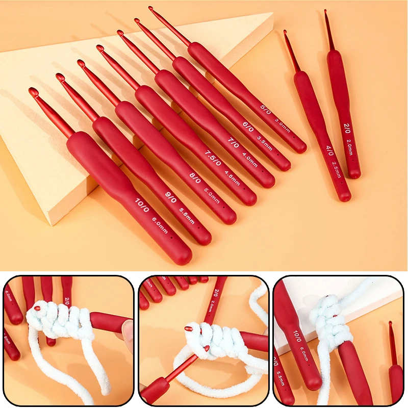 

Silicone Crochet Hooks Set Needle Handle Frosted Aluminum Handmade DIY Hook Head Crochet Sweater Weaving Knitting Sewing Tool