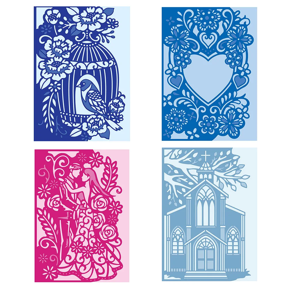 

2022 New Cutting Dies Four Lace Frames Photo Album Scrapbooking Crafts Stencils for Decoration Embossing Folder Card Making