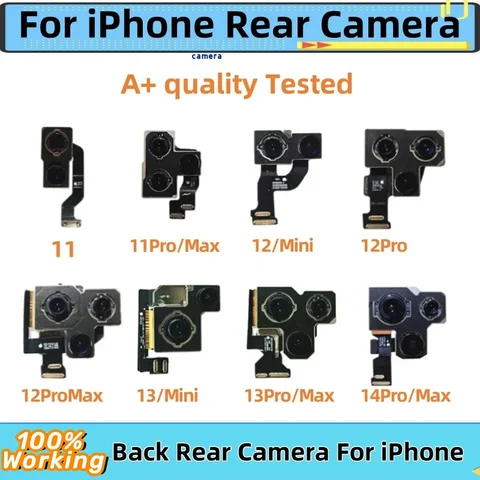 Задняя камера для iPhone 11 12 Pro Max Mini 14 15 plus 14 ProMax Основная линза Гибкий кабель Модуль задней камеры Замена деталей A+