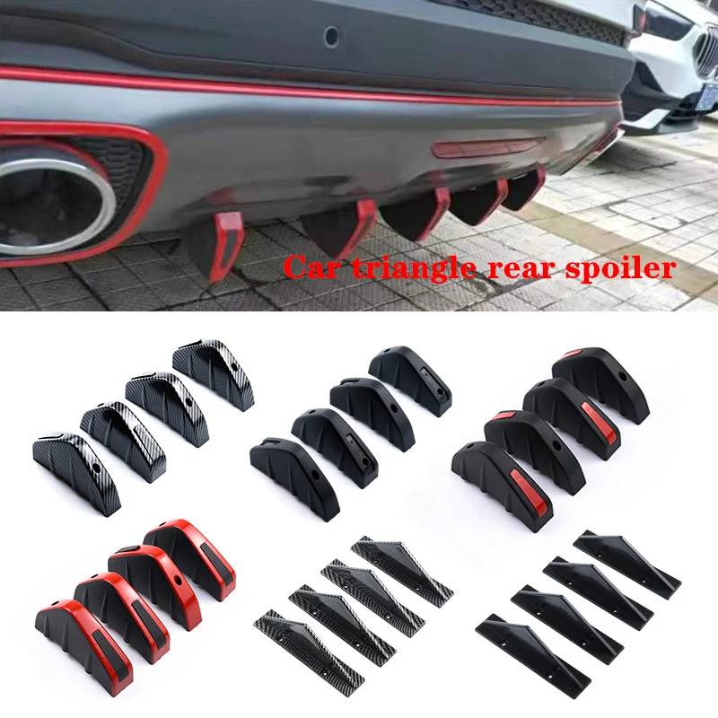 

4pcs Universal Carbon Fiber Car Modified Rear Bumper Diffuser Spoiler ABS Rear Bumper Lip Diffuser Anti-collision Car Styling