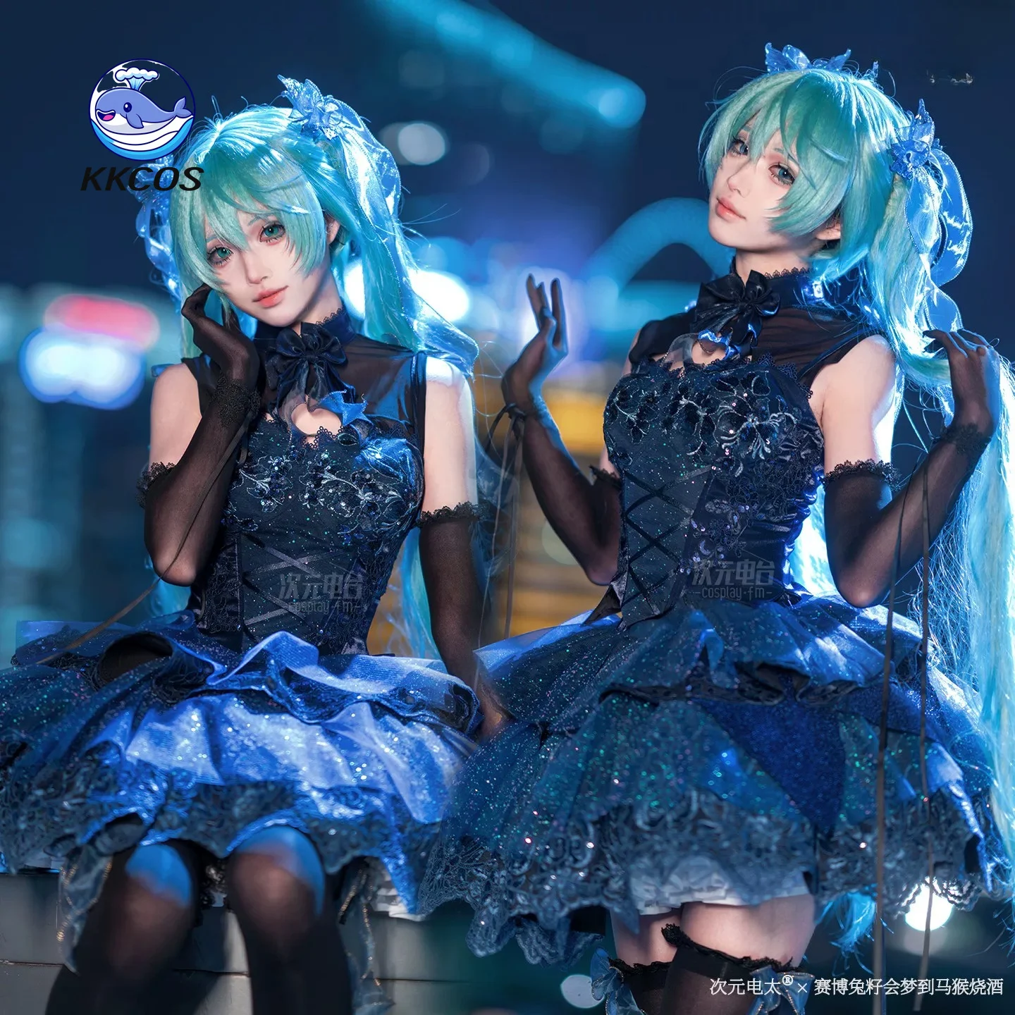 Фото KKCos Мику-Вечная ночь ‌   Костюм для косплея: Великолепное платье для женщин на Хэллоуин, Комик-Кон, вечеринку №1