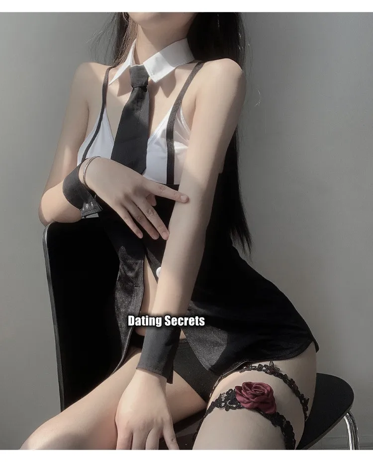 

Новое сексуальное нижнее белье, соблазнительное облегающее черно-белое платье и галстук, униформа секретаря Ol, соблазнительный костюм, кос...