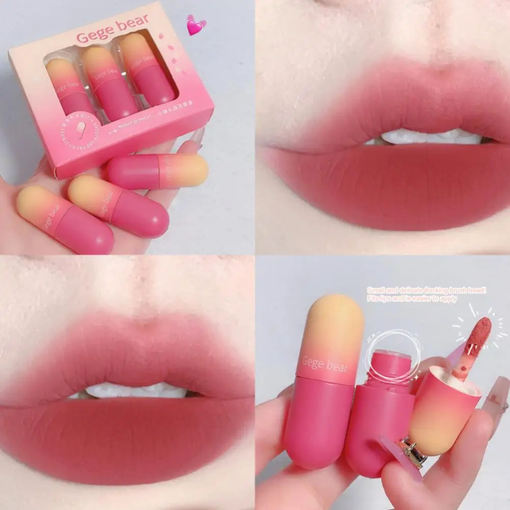 

3 Colors Waterproof Long Lasting Velvet Soft Fog Matte Lip Mud Lip Tint Set Lip Gloss Non-fading Lip Glaze Makeup