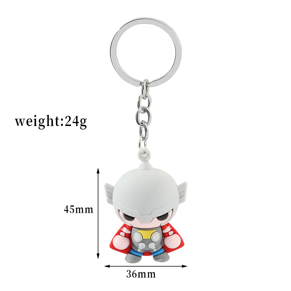 Disney Marve Keychain Iron Man Spider Man Hulk Thor Captain America Thor Llaveros Bag Accessories Silicone Key Chain Key Holder images - 6