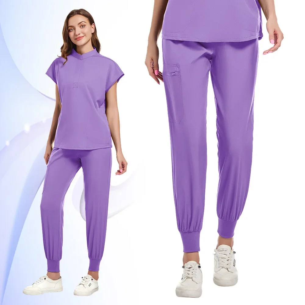 Униформа медсестры медицинские скрабы эластичный докторский топ с карманами и