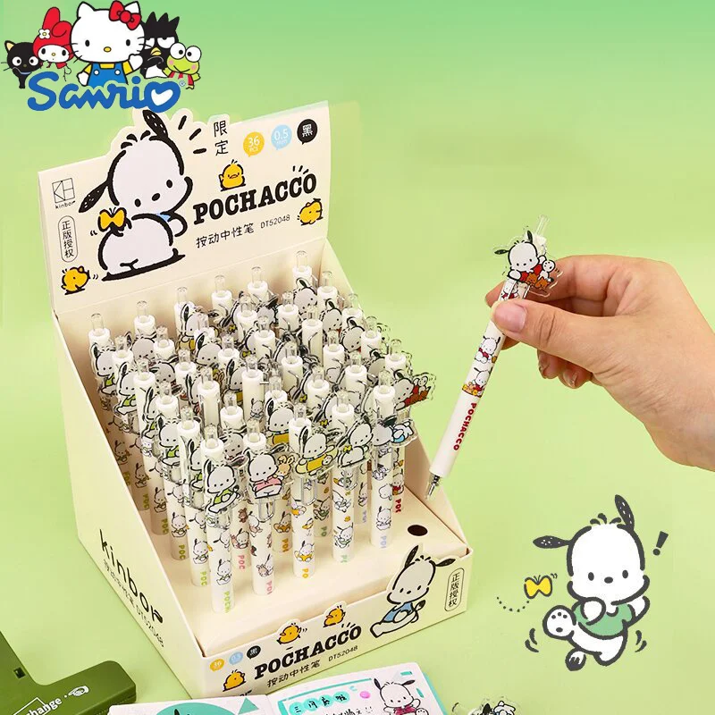 

36pcs New Genuine Sanrio Gel Pen Pochacco Roller Ball Pen Cartoon Patch Roller Ball Pen Student Supplies Stationery Wholesale