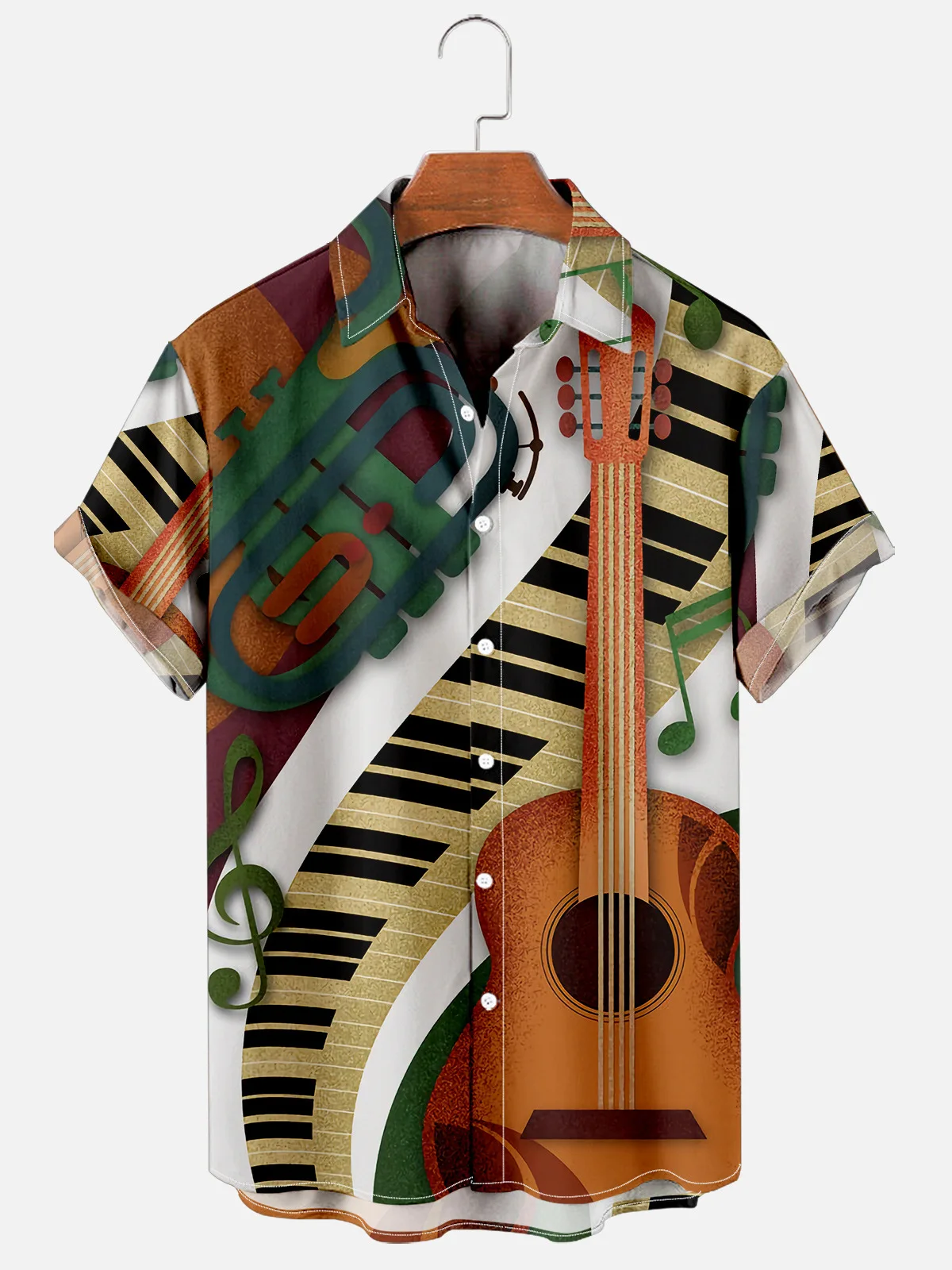 

2022 Men's and Women's Summer Short Sleeve Shirts Musical Instruments Creative Elements 3D Digital Printed Shirts Men's Shirts
