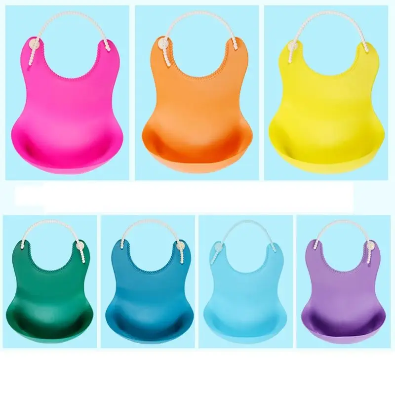 

Adjustable Baby Soft Silicone Bibs for Kids Newborn Baby Feeding Tableware Waterproff Baby Bibs for Toddler