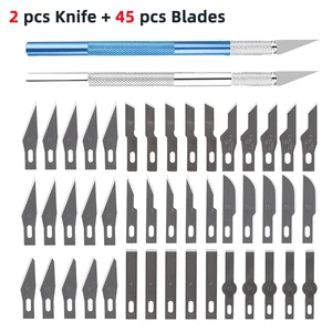 Non-Slip Metal Scalpel Knife Tools Kit Cutter Engraving Craft Knives +5/40/45pcs Blades Mobile Phone PCB DIY Repair Hand Tools