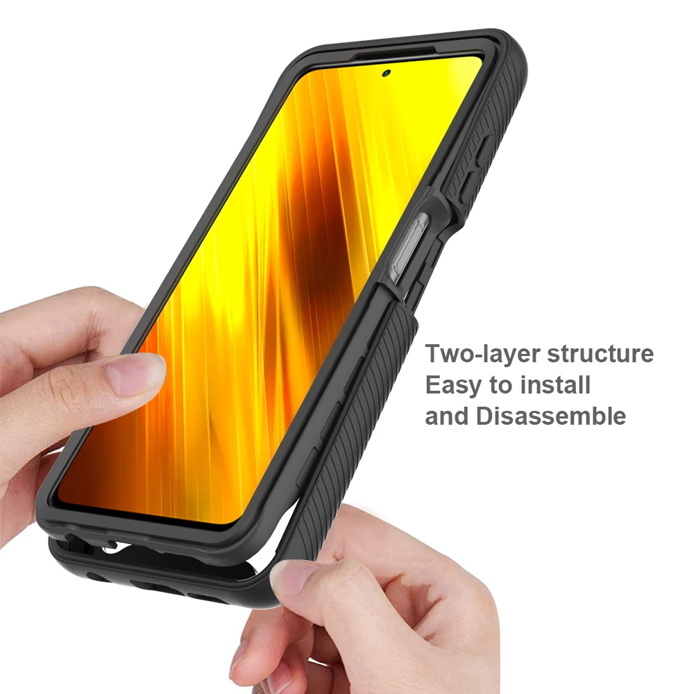 Hybrid Rugged Armor PC + TPU Shockproof Case For Poco X3 NFC X3 Pro Soft Frame Clear Back Cover For Mi Note 10 Lite 9T 10T Pro