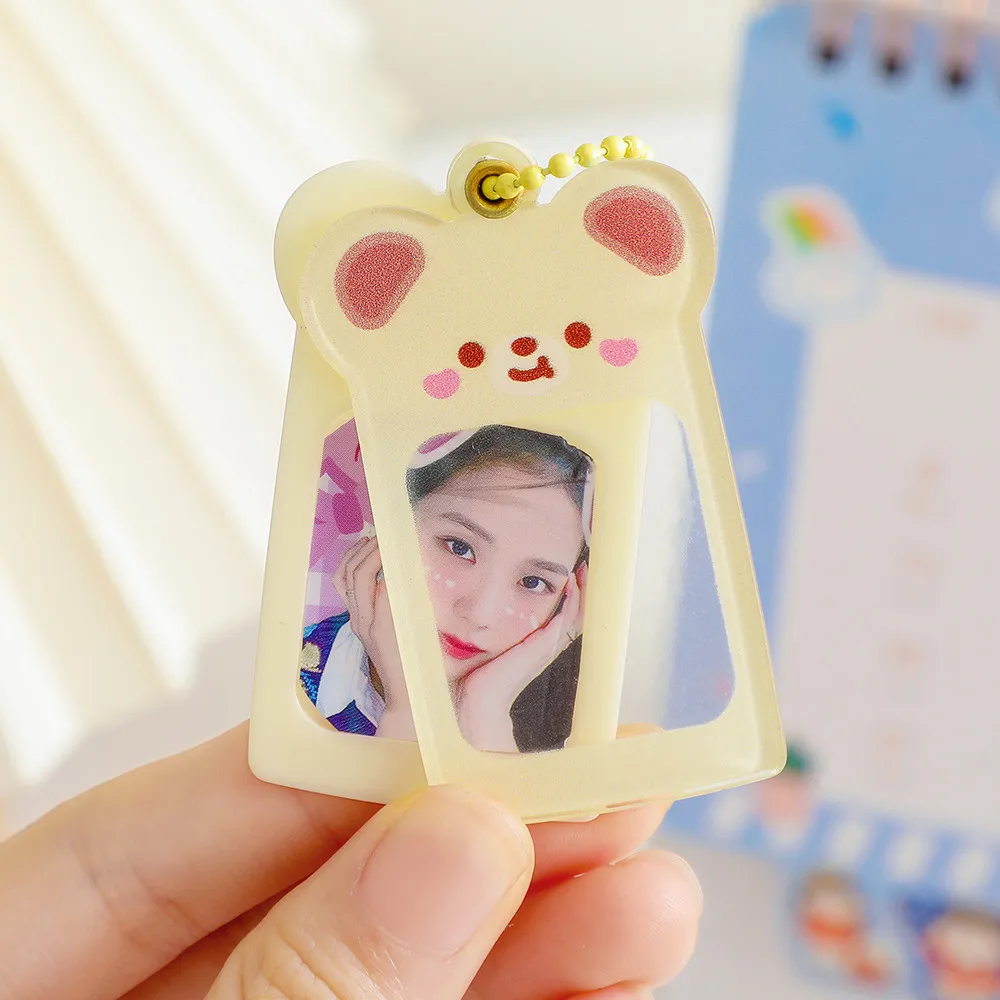 Kawaii Медведь акриловая фоторамка рамка Pandent DIY брелок фото держатель Чехол Kpop Idol