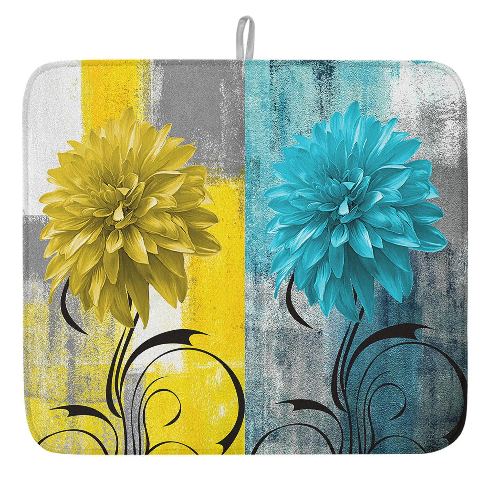 

Текстура масляной живописи Dahlia, бытовой коврик для сушки посуды, кухонные чашки, тарелки, подстилка для раковины, впитывающий предмет интер...