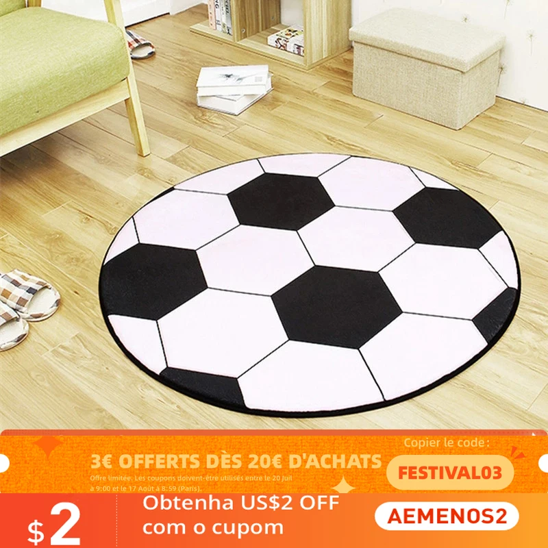 Round Anti-Slip Ball Carpet Football Basketball Children Bedroom Rug Living Room Mat Computer Chair Pad New Polyester