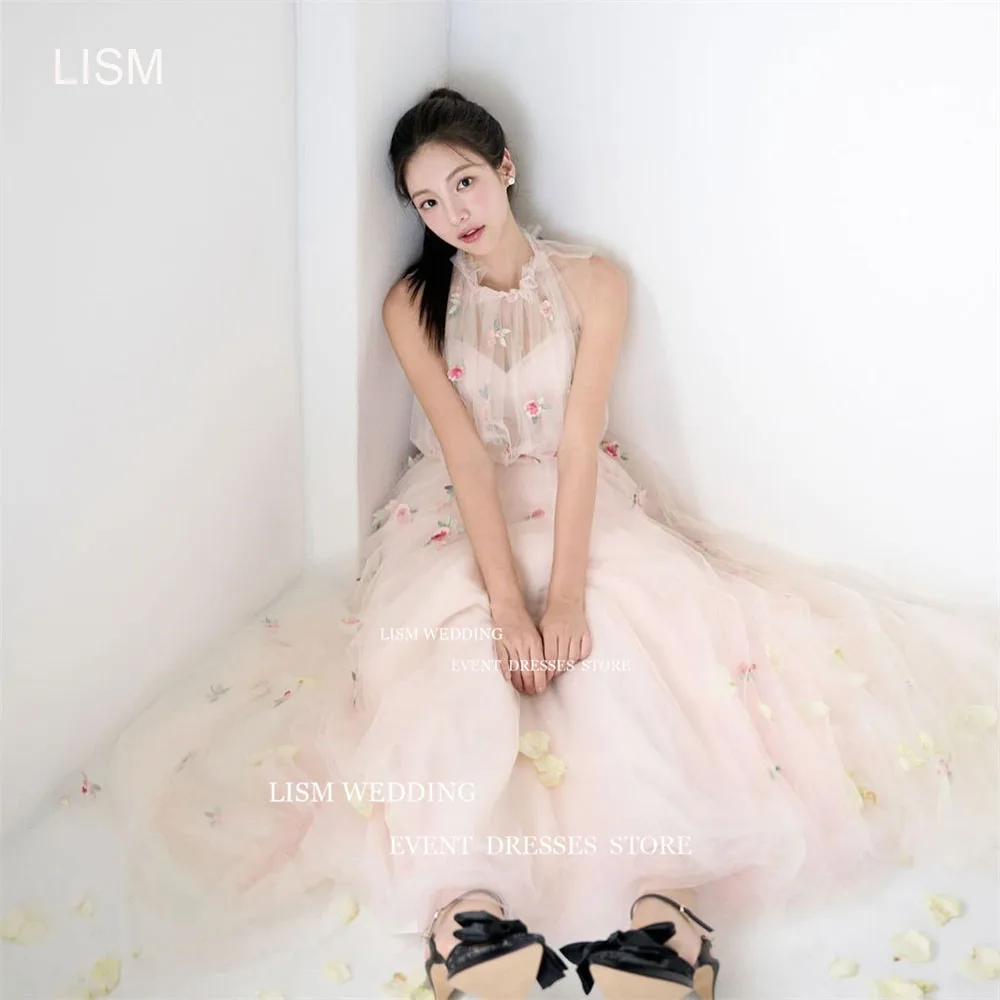 Женское вечернее платье без рукавов LISM розовое кружевное в Корейском стиле с