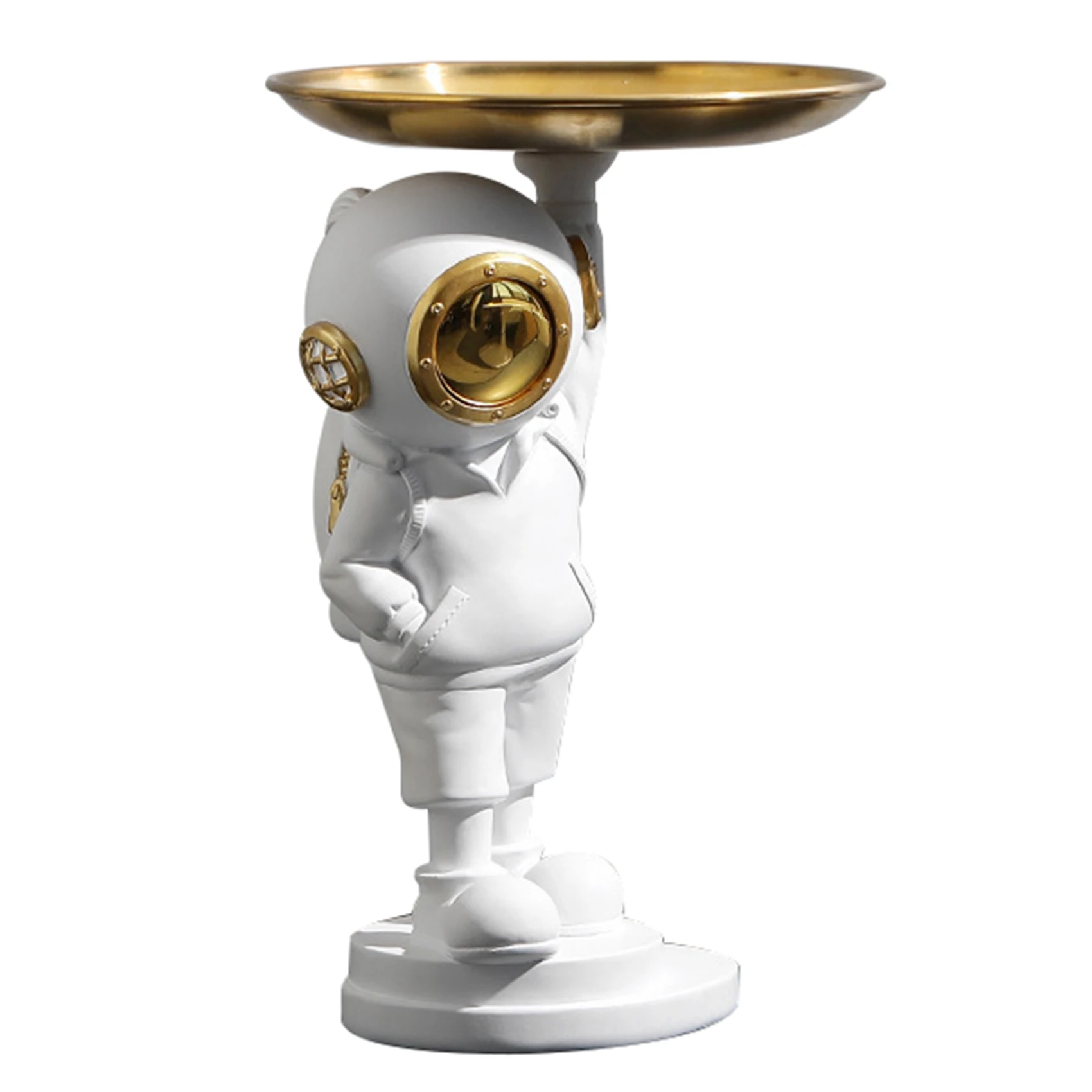 

Resin Diving Astronaut Figurine Diver Tray Storage Statue Home Decor Key Storage Art Sculpture Desktop Ornament - Gold