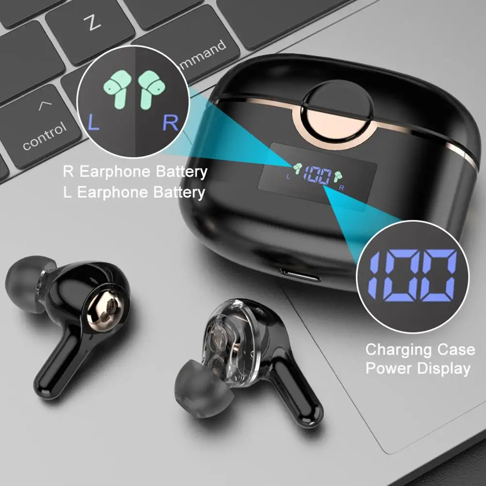 

T22 TWS Wireless Headset Bluetooth-compatible Bass Headphones Touch Control Double Moving Coil Four Speakers Headset bovinas