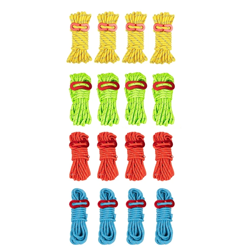 

4x/Set 4mm-Camping Rope Multi-function Outdoor Reflective Rope Pull Tent Rope