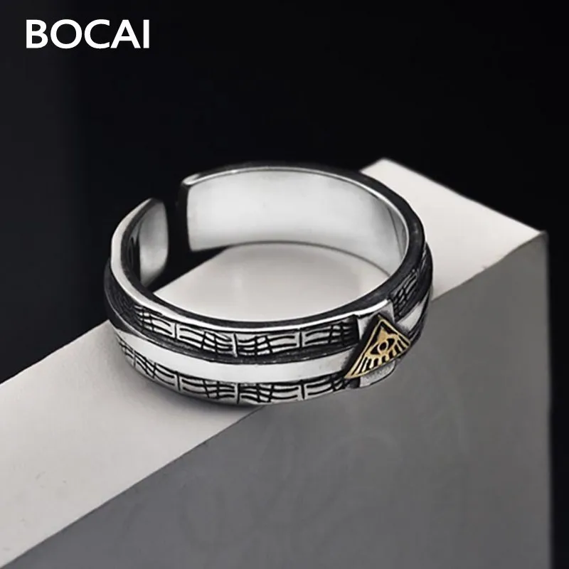 BOCAI-Anillo de plata S925 2022 auténtica para hombre, accesorio con personalidad Retro, ojo de Dios, Hip Hop, Horus, San Valentín, 100%