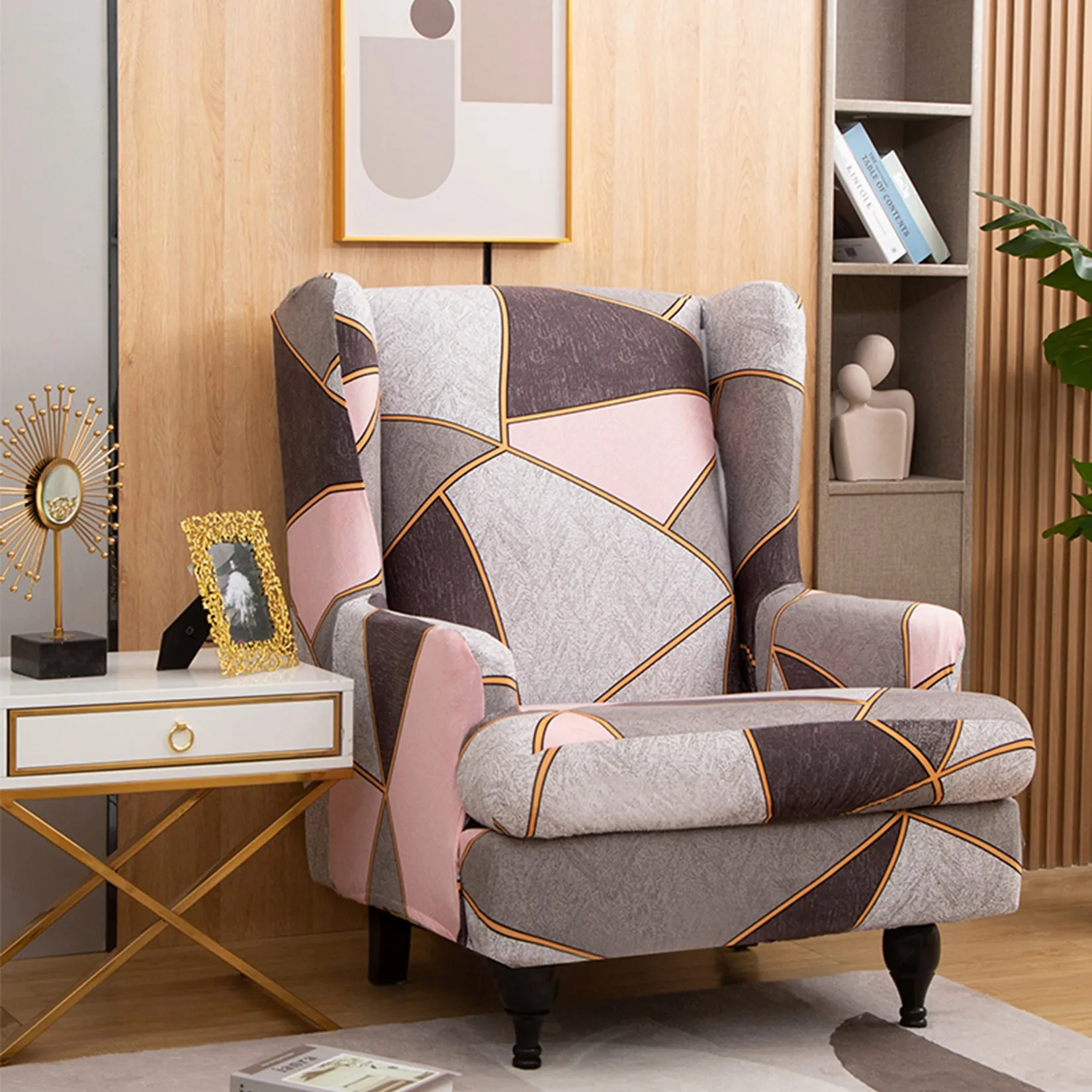 

Wingback Armchair Cover Tiger Stool Covers Sofa Wing Chair Back Covers Printed Armchair Protector Banquet Hotel Seat Slipcover