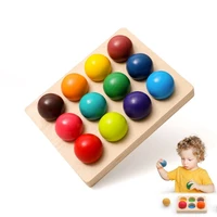 montessori wooden rainbow ball matching game toy color cognitive matching children birthday gifts early education preschool toy