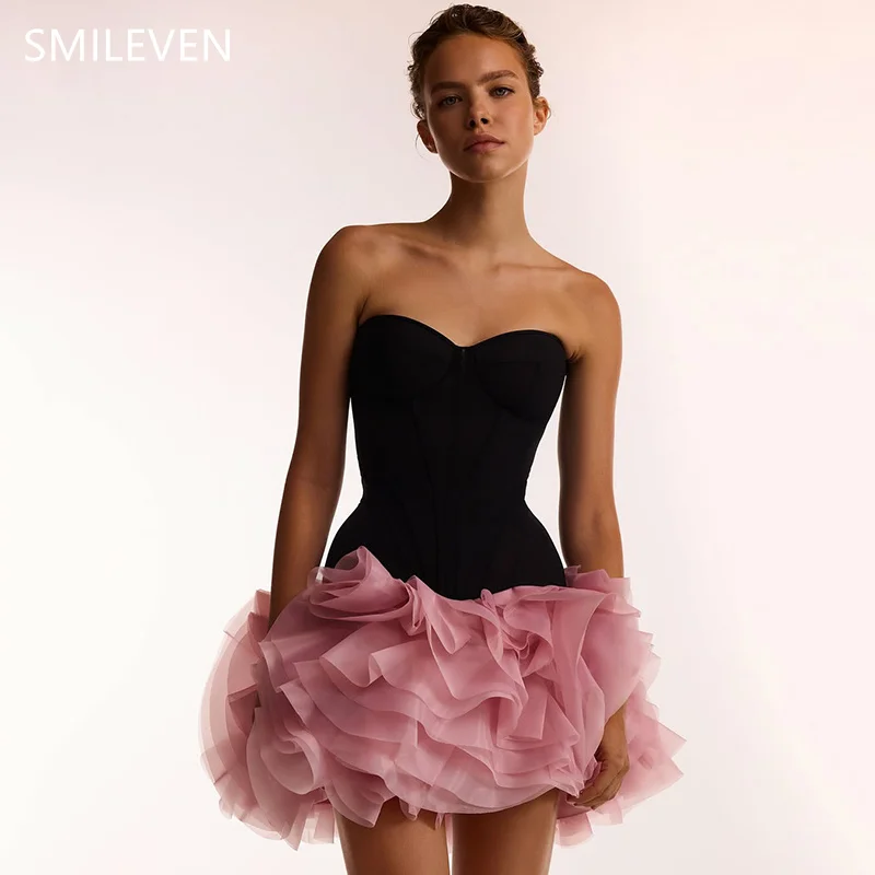 Фото Smileven 2, розовое платье русалки для выпускного вечера, сексуальные вечерние платья без рукавов, коктейльные платья с открытой спиной по индивидуальному заказу 2024 №1