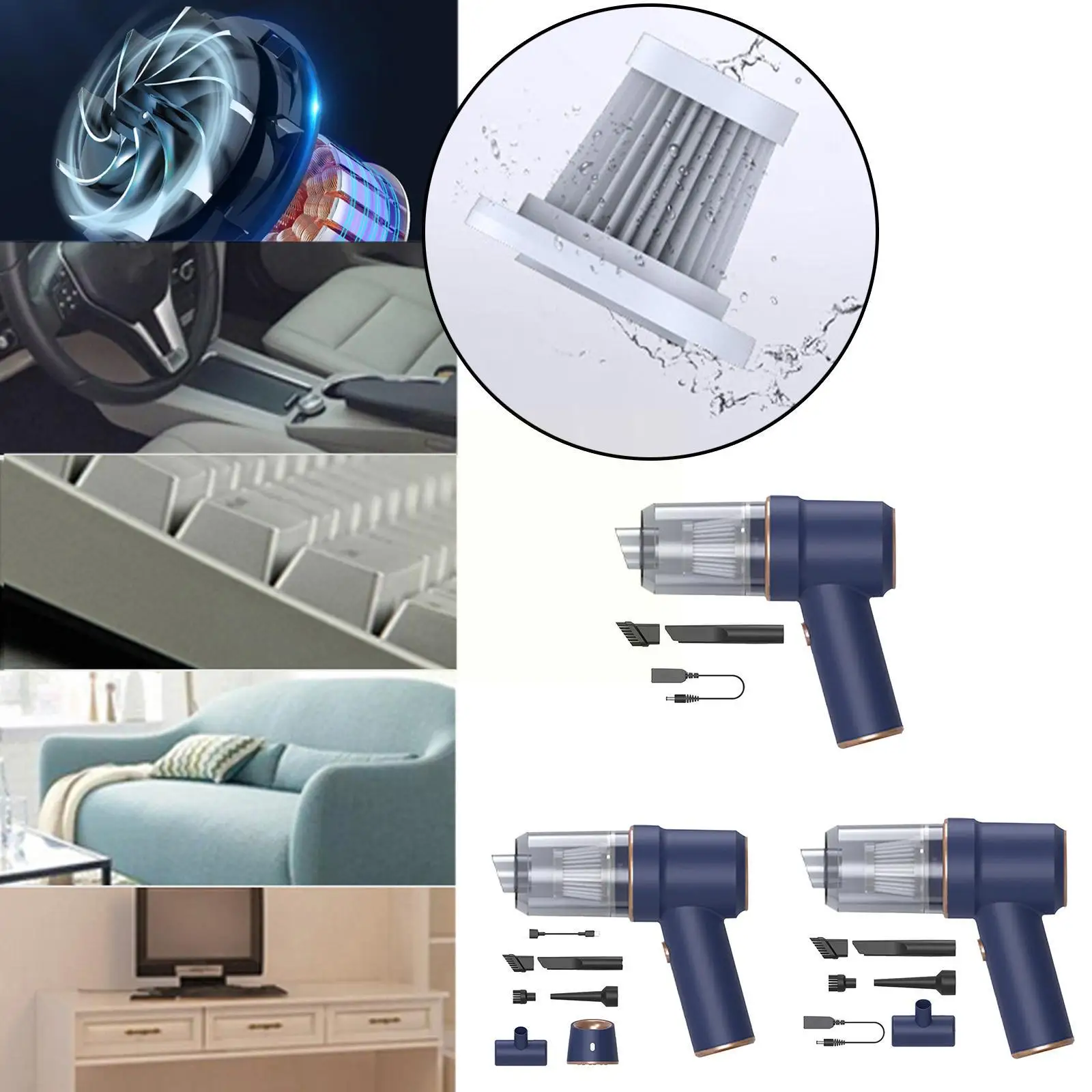 Беспроводной автомобильный пылесос 2 в 1 80000 па портативный для сухой и влажной