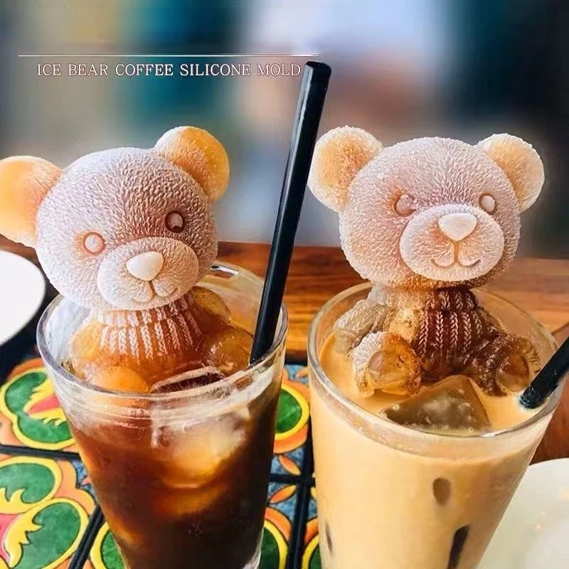 

3D Bear Shape Silicone Mold Ice Cube Maker Chocolate Cake Mould Candy Dough Mold For Coffee Milk Tea Fondant Whiskey Ice Mold