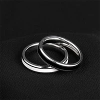 yw gairu 316 stainless steel black and white couple ring fashion titanium steel ring jewelry trend 2022 for women