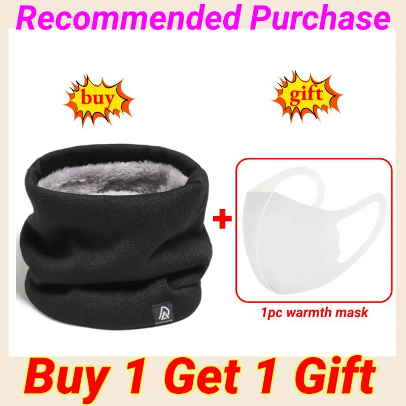 

Winter Scarf for Men Fleece Ring Bandana Knitted Warm Solid Scarf Women Neck Warmer Thick Cashmere Hot Handkerchief Ski Mask
