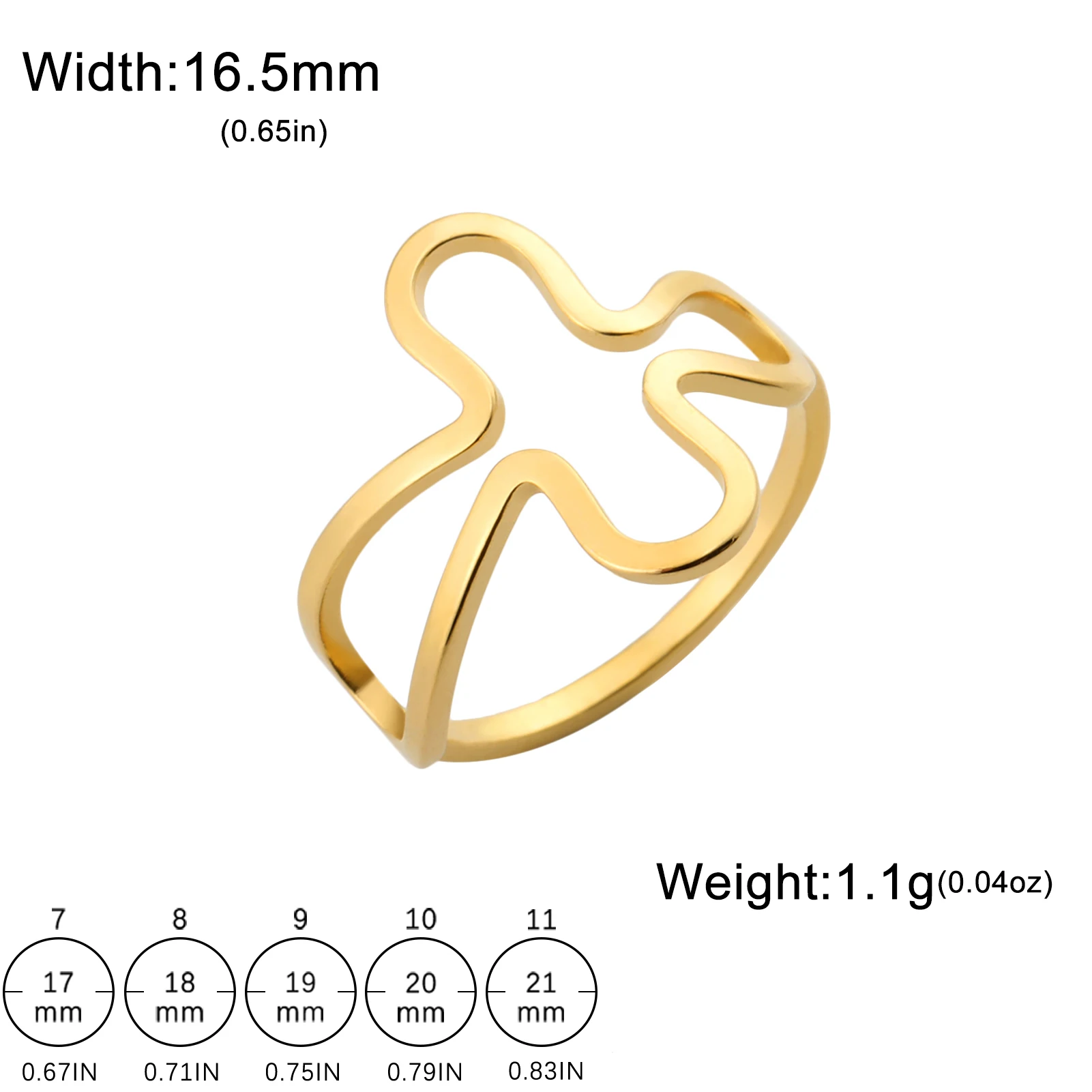 Kkjoy классическое кольцо из нержавеющей стали золотого цвета неправильной формы с