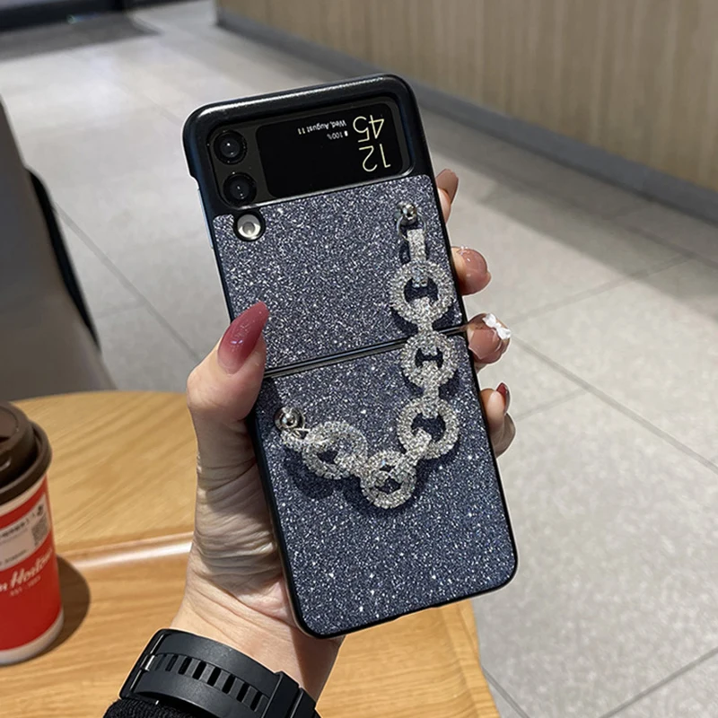 DIY Z Flip4 Luxury Rhinestone Bracelet Phone Case For Samsun