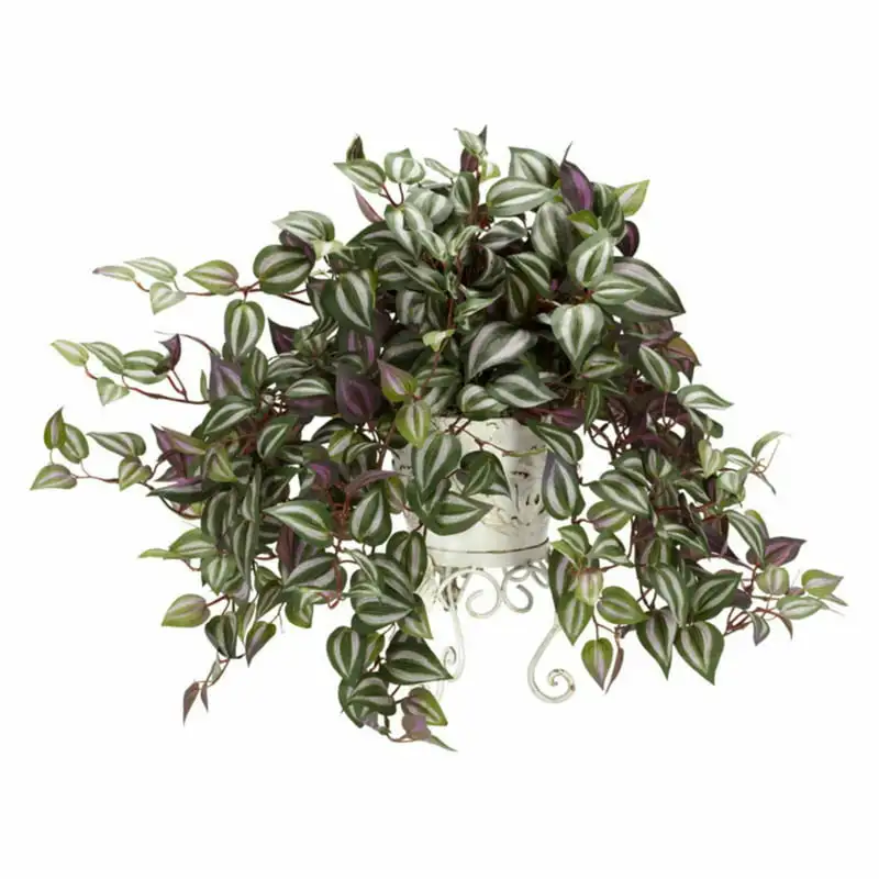 

Wandering Jew with Metal Planter Artificial Plant, Green Dried palm leaves Asthetic room decoration Hanging vines Eucalyptus gar