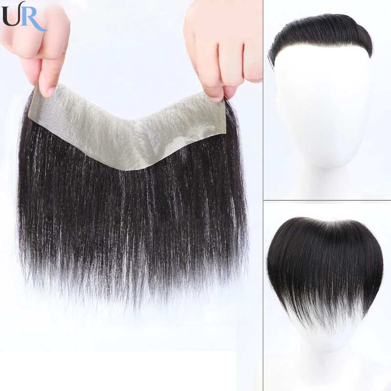 Натуральный передний парик для мужчин из искусственной кожи с передней частью в