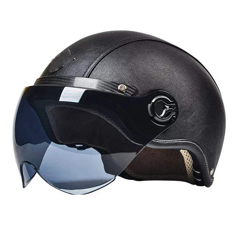

Winter Leather Helmet Retro Style Black Motorcycle Helmet Open Face Half Helmet Chopper Biker Pilot Camouflage
