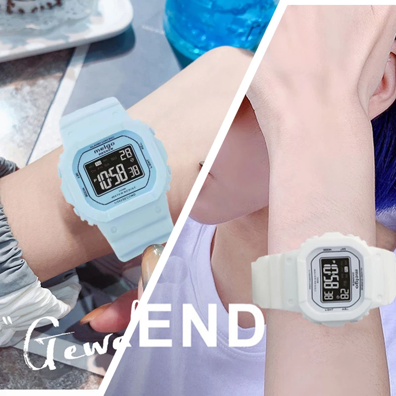 LED Alarm Student Digital Pink Watch Pedometer Young Girl Smart Watches Waterproof Square White School Led Wristwatch Women enlarge