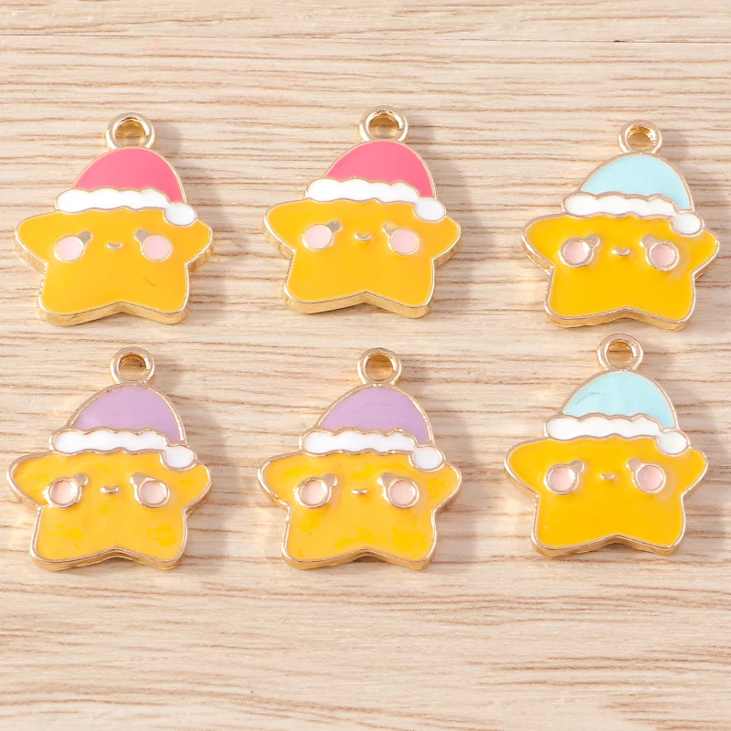 

10pcs 15x20mm Cartoon Enamel Cry Star Charms Pendants for Jewelry Making Women Cute Earrings Necklaces DIY Bracelets Crafts Gift