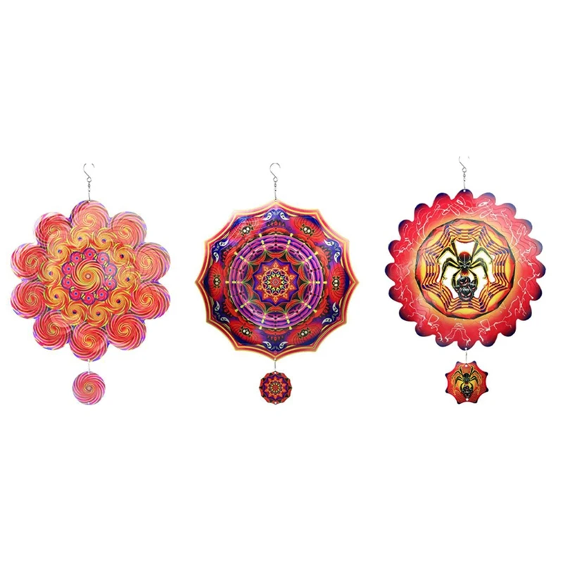 

Ветровая скульптура двор и 3D Вращение ветра вращение Двор Сад Металл Хэллоуин ветровой Спиннер подвеска Украшение